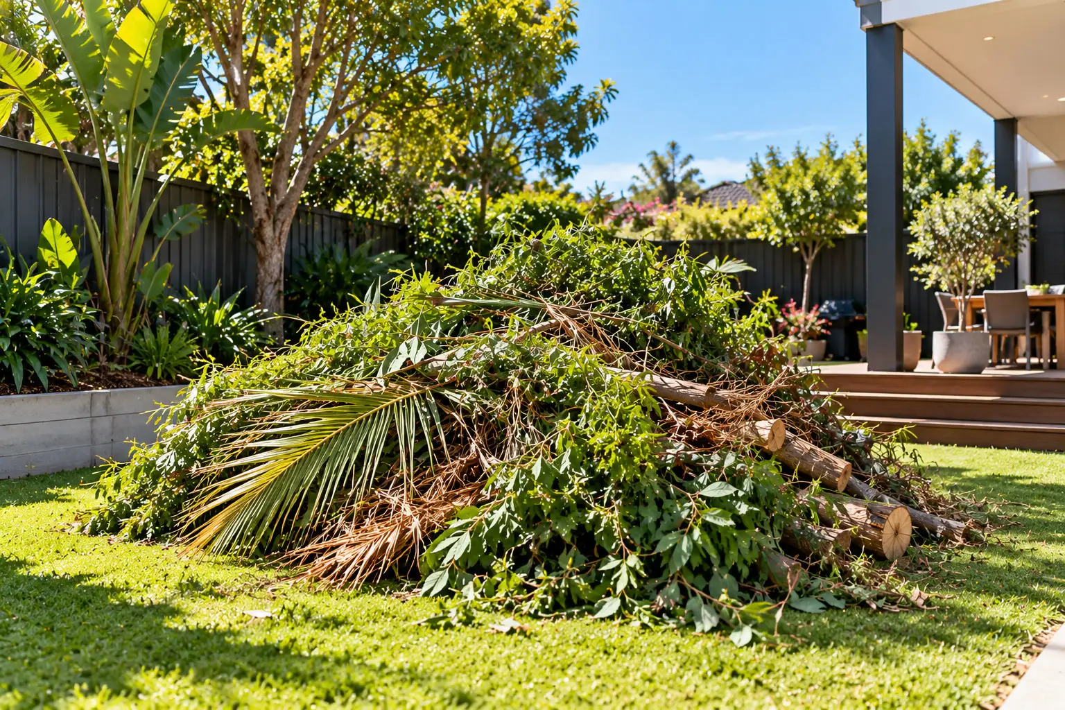 Garden waste cleared from a backyard in Cronulla